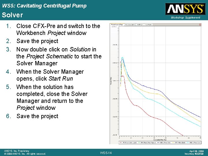 WS 5: Cavitating Centrifugal Pump Solver Workshop Supplement 1. Close CFX-Pre and switch to