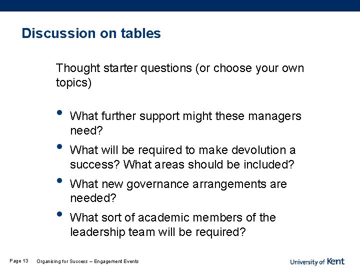 Discussion on tables Thought starter questions (or choose your own topics) • • Page