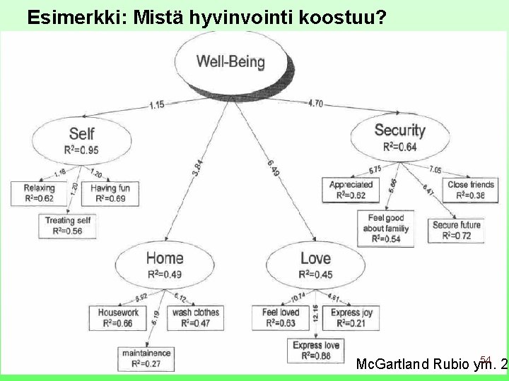 Esimerkki: Mistä hyvinvointi koostuu? 54 Mc. Gartland Rubio ym. 20 