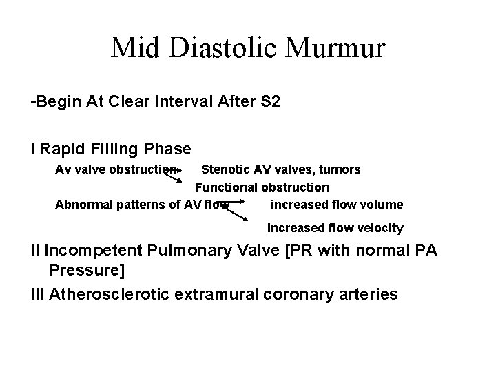 Mid Diastolic Murmur -Begin At Clear Interval After S 2 I Rapid Filling Phase