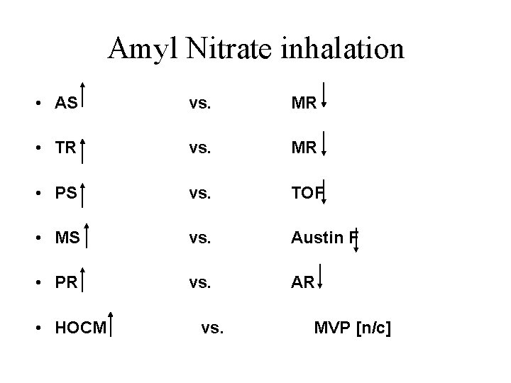 Amyl Nitrate inhalation • AS vs. MR • TR vs. MR • PS vs.