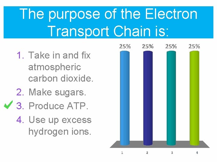 The purpose of the Electron Transport Chain is: 1. Take in and fix atmospheric