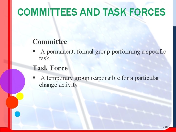 COMMITTEES AND TASK FORCES Committee § A permanent, formal group performing a specific task