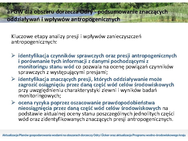 a. PGW dla obszaru dorzecza Odry - podsumowanie znaczących oddziaływań i wpływów antropogenicznych Kluczowe