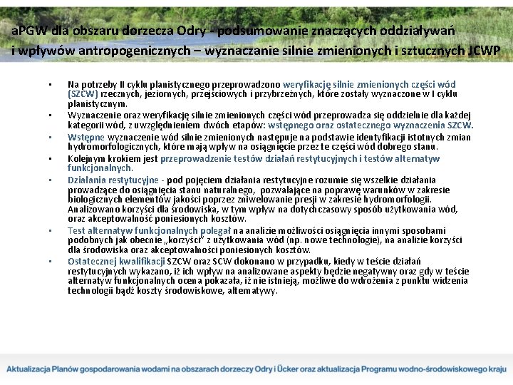 a. PGW dla obszaru dorzecza Odry - podsumowanie znaczących oddziaływań i wpływów antropogenicznych –