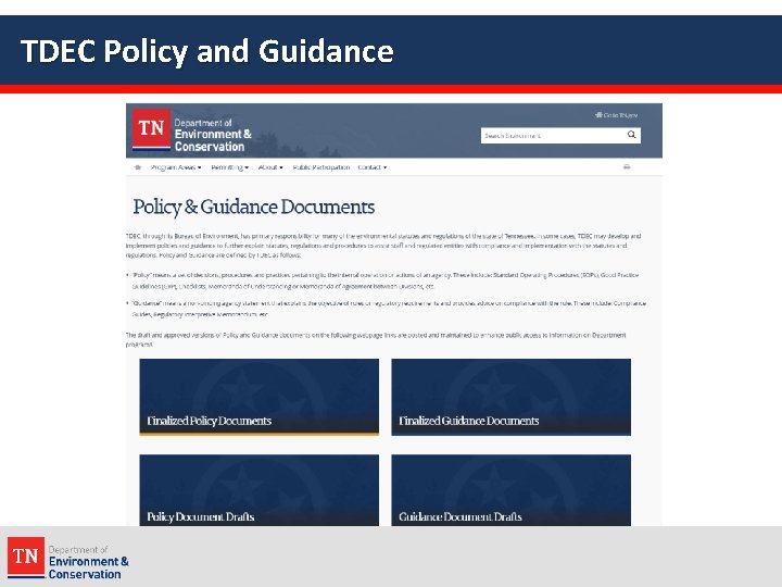 TDEC Policy and Guidance 