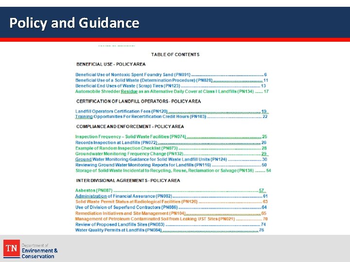 Policy and Guidance 
