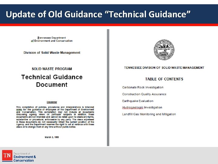 Update of Old Guidance “Technical Guidance” 