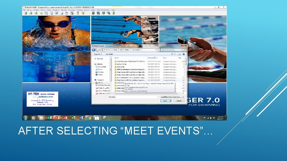 AFTER SELECTING “MEET EVENTS”… AFTER SELECTING “MEET EVENTS”…