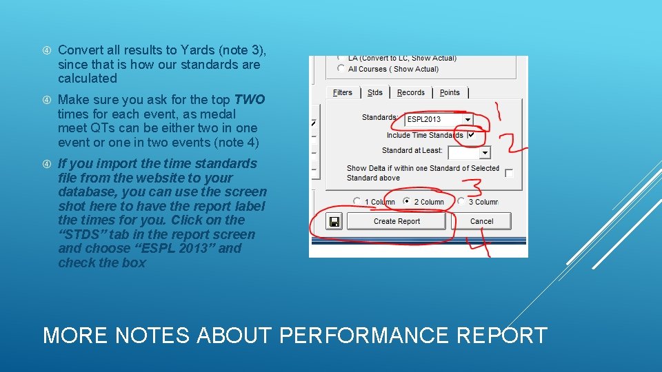 Convert all results to Yards (note 3), since that is how our standards Convert all results to Yards (note 3), since that is how our standards