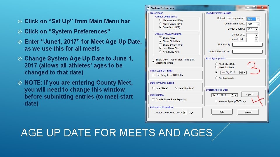 Click on “Set Up” from Main Menu bar Click on “System Preferences” Enter Click on “Set Up” from Main Menu bar Click on “System Preferences” Enter