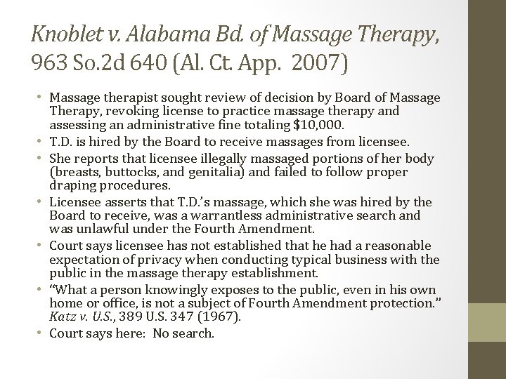 Knoblet v. Alabama Bd. of Massage Therapy, 963 So. 2 d 640 (Al. Ct.