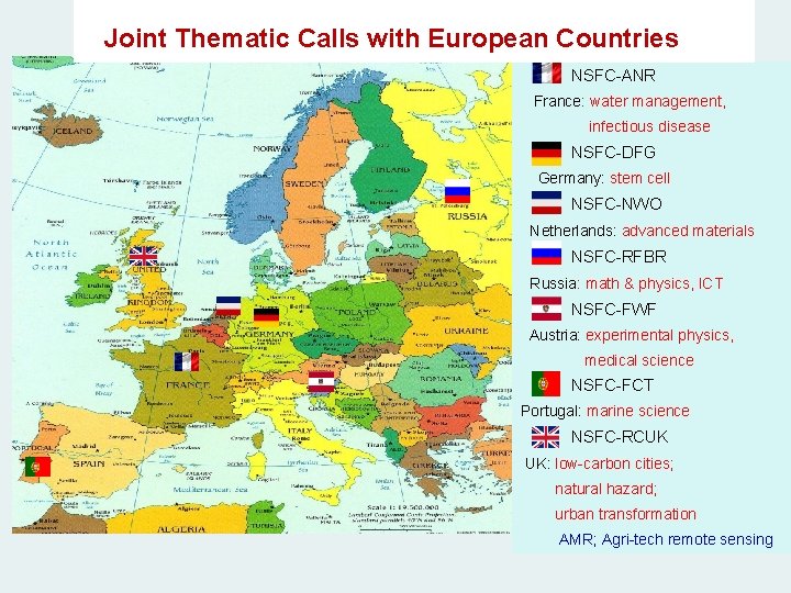 Joint Thematic Calls with European Countries NSFC-ANR France: water management, infectious disease NSFC-DFG Germany: