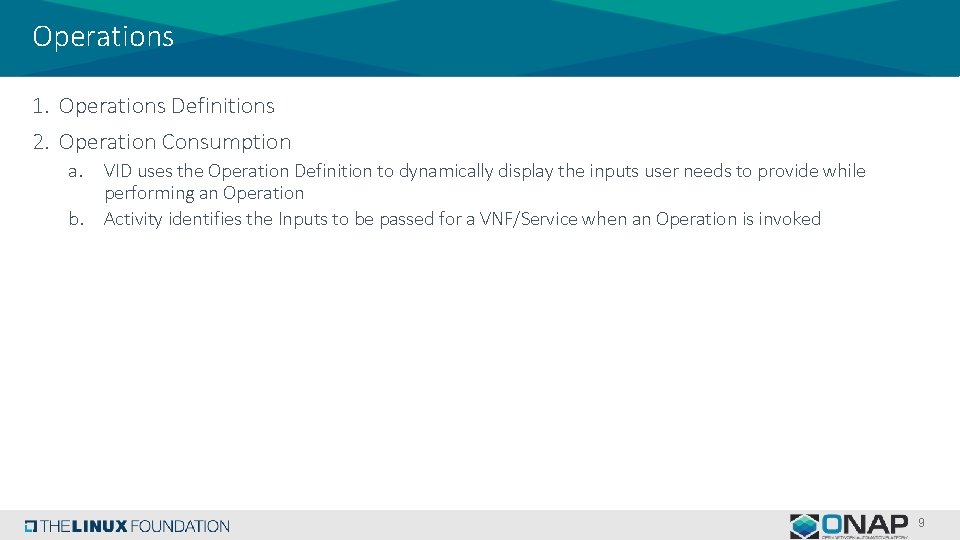 Operations 1. Operations Definitions 2. Operation Consumption a. b. VID uses the Operation Definition