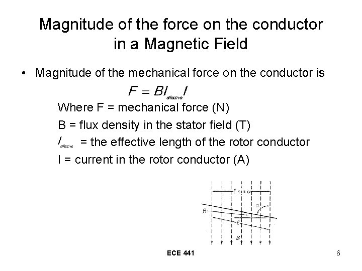 Magnitude of the force on the conductor in a Magnetic Field • Magnitude of