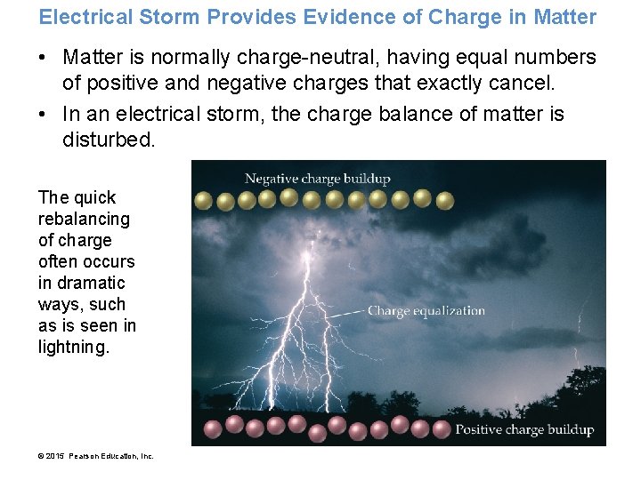 Electrical Storm Provides Evidence of Charge in Matter • Matter is normally charge-neutral, having