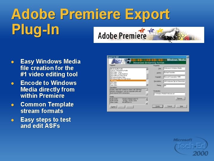 Adobe Premiere Export Plug-In l l Easy Windows Media file creation for the #1