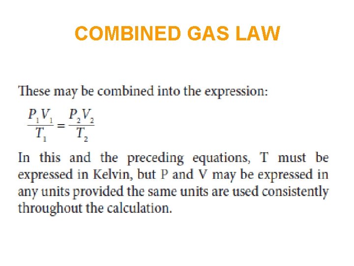 COMBINED GAS LAW 