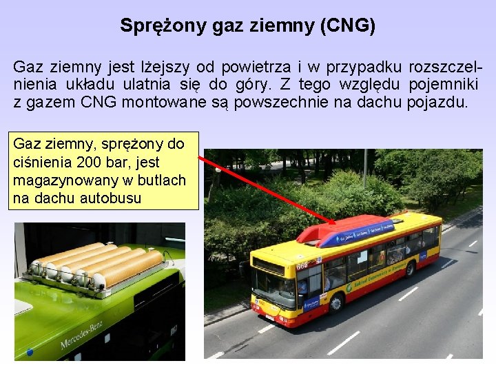 Sprężony gaz ziemny (CNG) Gaz ziemny jest lżejszy od powietrza i w przypadku rozszczelnienia