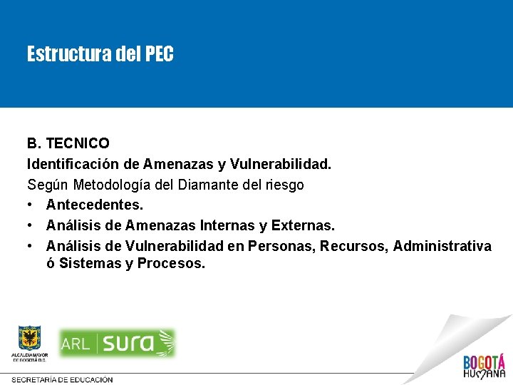 Estructura del PEC B. TECNICO Identificación de Amenazas y Vulnerabilidad. Según Metodología del Diamante