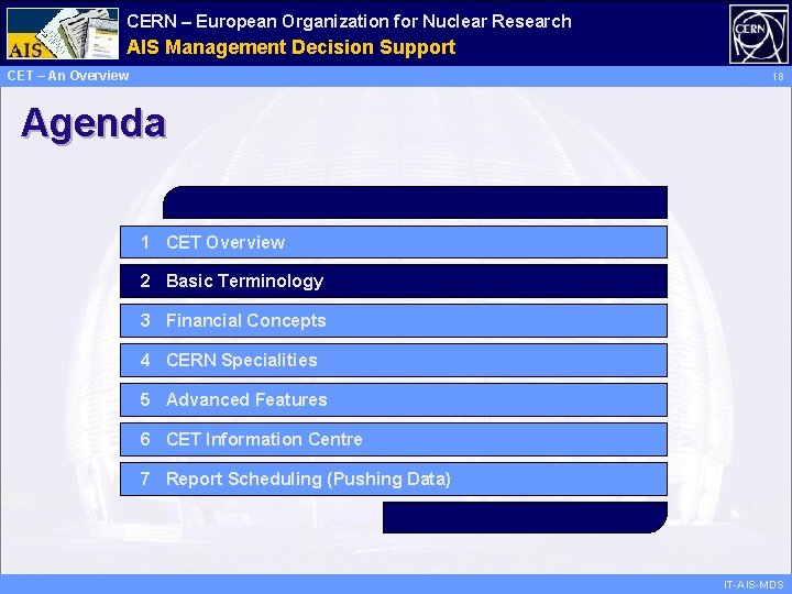 CERN – European Organization for Nuclear Research Administrative AIS Management Information Decision Support Services