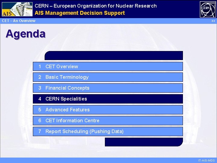 CERN – European Organization for Nuclear Research Administrative AIS Management Information Decision Support Services