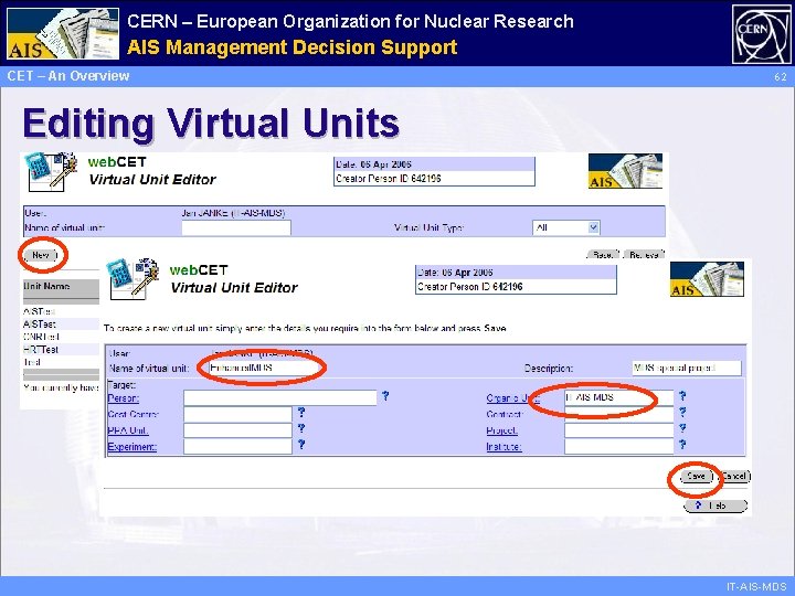 CERN – European Organization for Nuclear Research Administrative AIS Management Information Decision Support Services