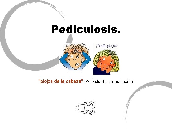Pediculosis. "piojos de la cabeza" (Pediculus humanus Capitis) 
