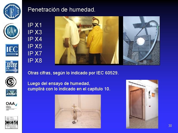 Penetración de humedad. IP X 1 IP X 3 IP X 4 IP X