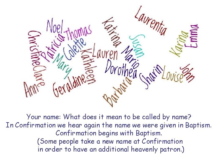 Your name: What does it mean to be called by name? In Confirmation we