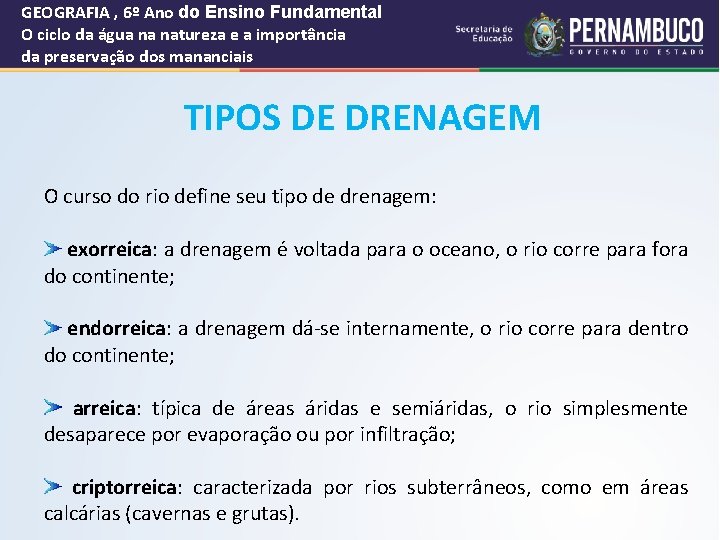 GEOGRAFIA , 6º Ano do Ensino Fundamental O ciclo da água na natureza e