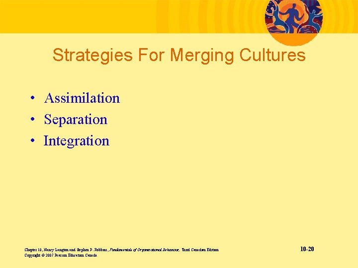 Strategies For Merging Cultures • Assimilation • Separation • Integration Chapter 10, Nancy Langton