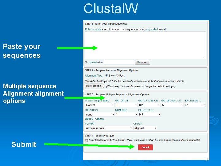 Clustal. W Paste your sequences Multiple sequence Alignment alignment options Submit 3 