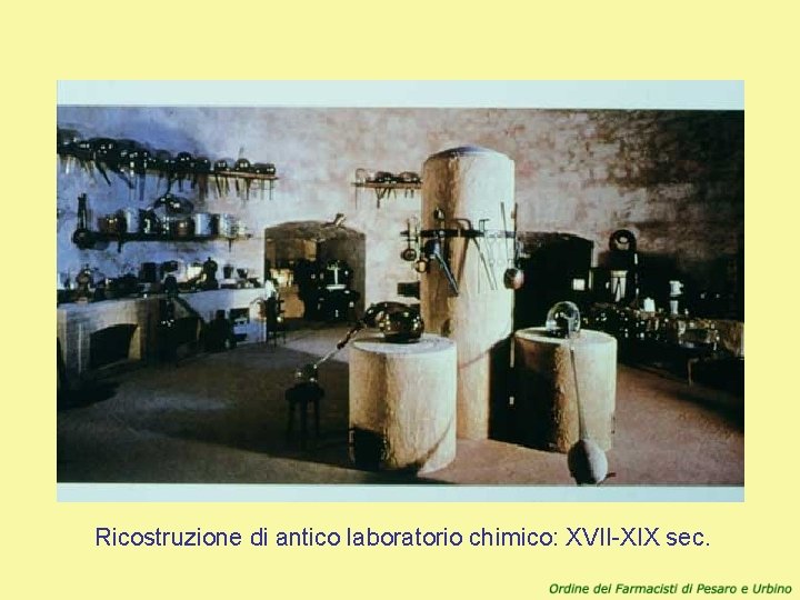 Ricostruzione di antico laboratorio chimico: XVII-XIX sec. 