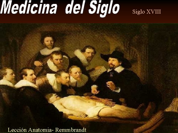 Siglo XVIII Lección Anatomia- Remmbrandt 