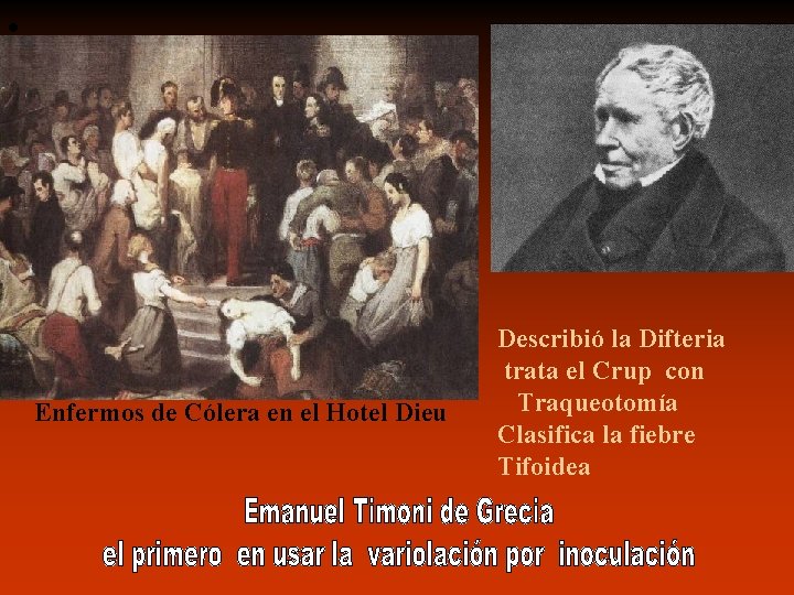  • Enfermos de Cólera en el Hotel Dieu Describió la Difteria trata el
