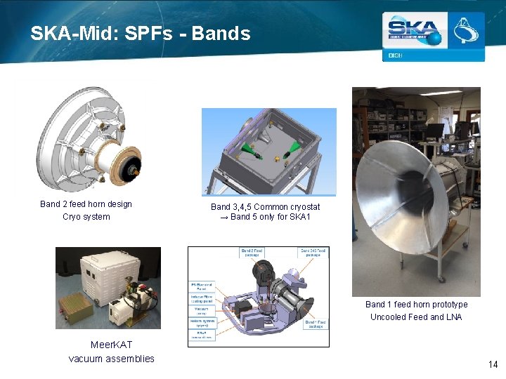 SKA-Mid: SPFs - Bands Band 2 feed horn design Cryo system Band 3, 4,