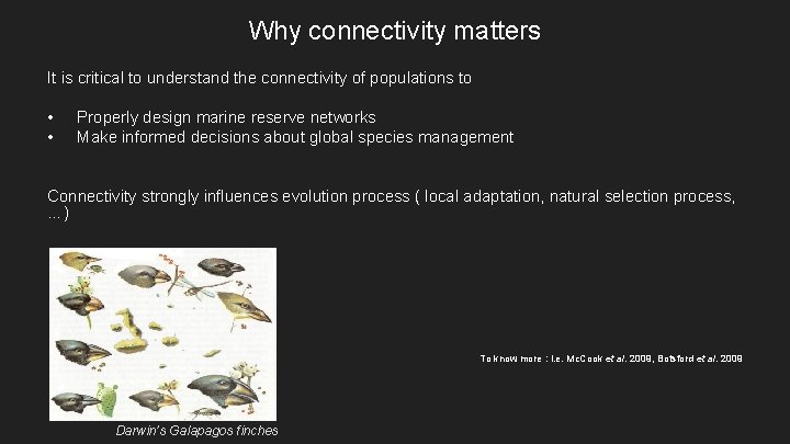 Why connectivity matters It is critical to understand the connectivity of populations to •