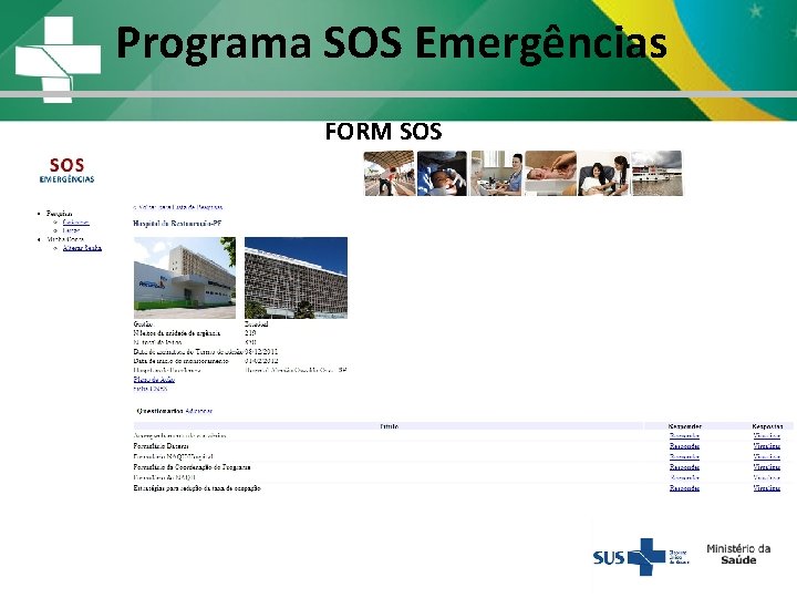 Programa SOS Emergências FORM SOS avaliação do SOS Programa SOS Emergências FORM SOS avaliação do SOS