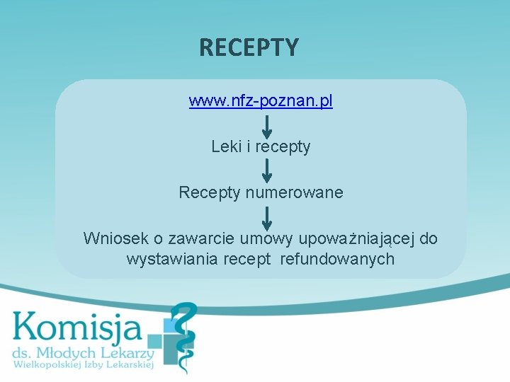 RECEPTY www. nfz-poznan. pl Leki i recepty Recepty numerowane Wniosek o zawarcie umowy upoważniającej