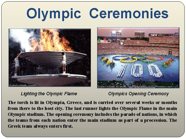 Olympic Ceremonies Lighting the Olympic Flame Olympics Opening Ceremony The torch is lit in