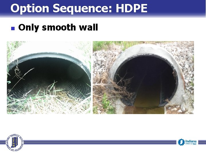 Option Sequence: HDPE n Only smooth wall 