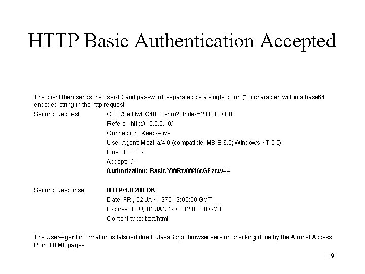 HTTP Basic Authentication Accepted The client then sends the user-ID and password, separated by