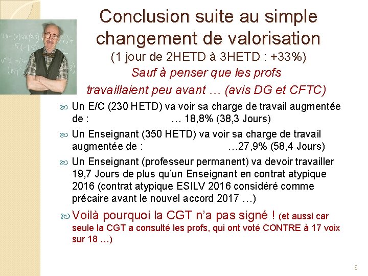 Conclusion suite au simple changement de valorisation (1 jour de 2 HETD à 3