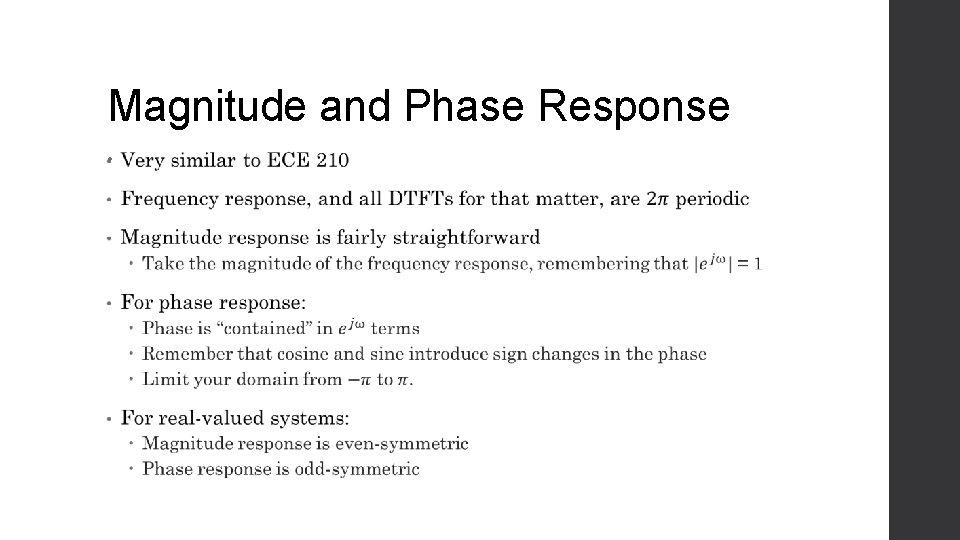 Magnitude and Phase Response • 