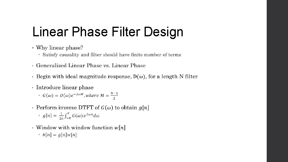 Linear Phase Filter Design • 
