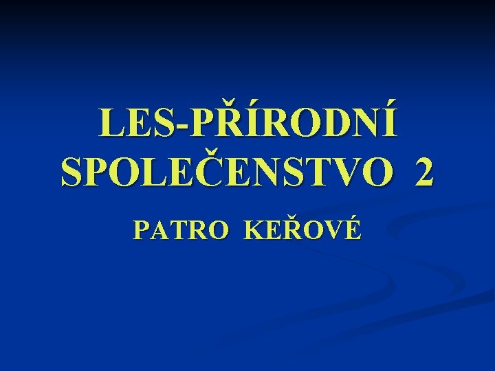 LES-PŘÍRODNÍ SPOLEČENSTVO 2 PATRO KEŘOVÉ 