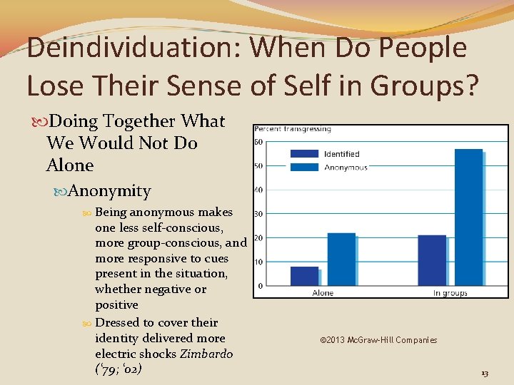 Deindividuation: When Do People Lose Their Sense of Self in Groups? Doing Together What Deindividuation: When Do People Lose Their Sense of Self in Groups? Doing Together What