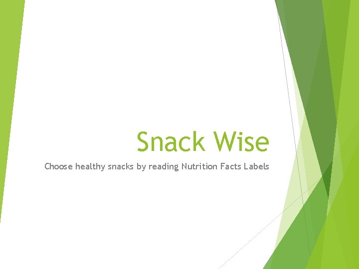 Snack Wise Choose healthy snacks by reading Nutrition Facts Labels 