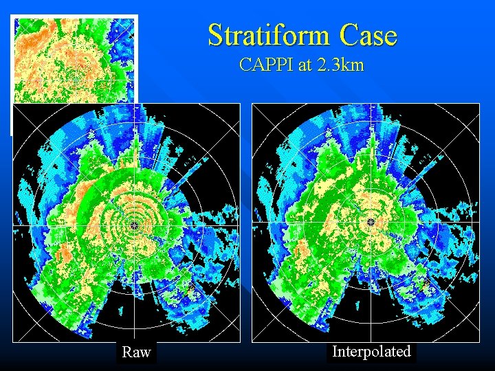 Stratiform Case CAPPI at 2. 3 km Raw Interpolated 